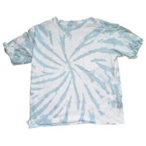 American Eagle Womens Oversized Tie Dye Cropped Tee/T-Shirt-Blue/White-XS-GUC